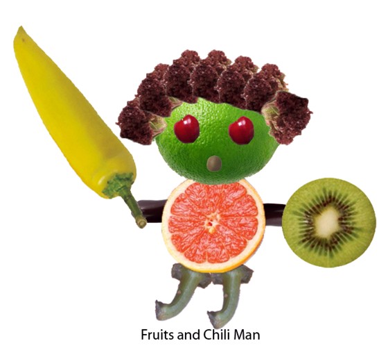 Photoshop: creature- Fruits and Chili Man